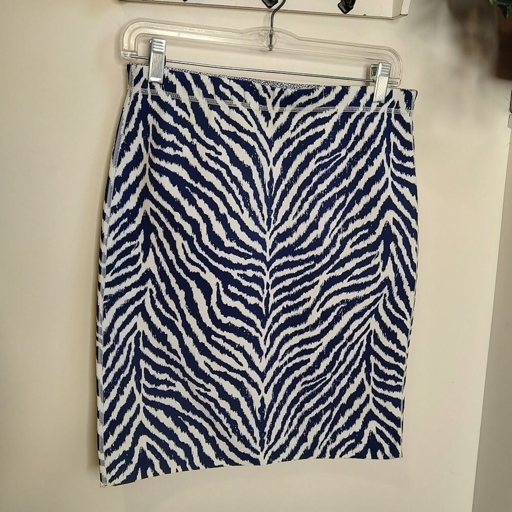 J. McLaughlin ‘Halle’ Reversible Zebra Print Skirt in Navy Blue & White Size XS